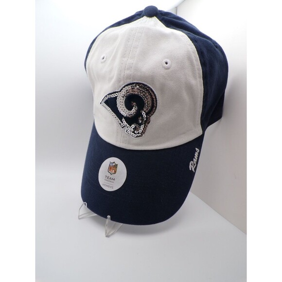Team Apparel Accessories - Women's Los Angeles Rams Sequin Logo Baseball Cap Navy